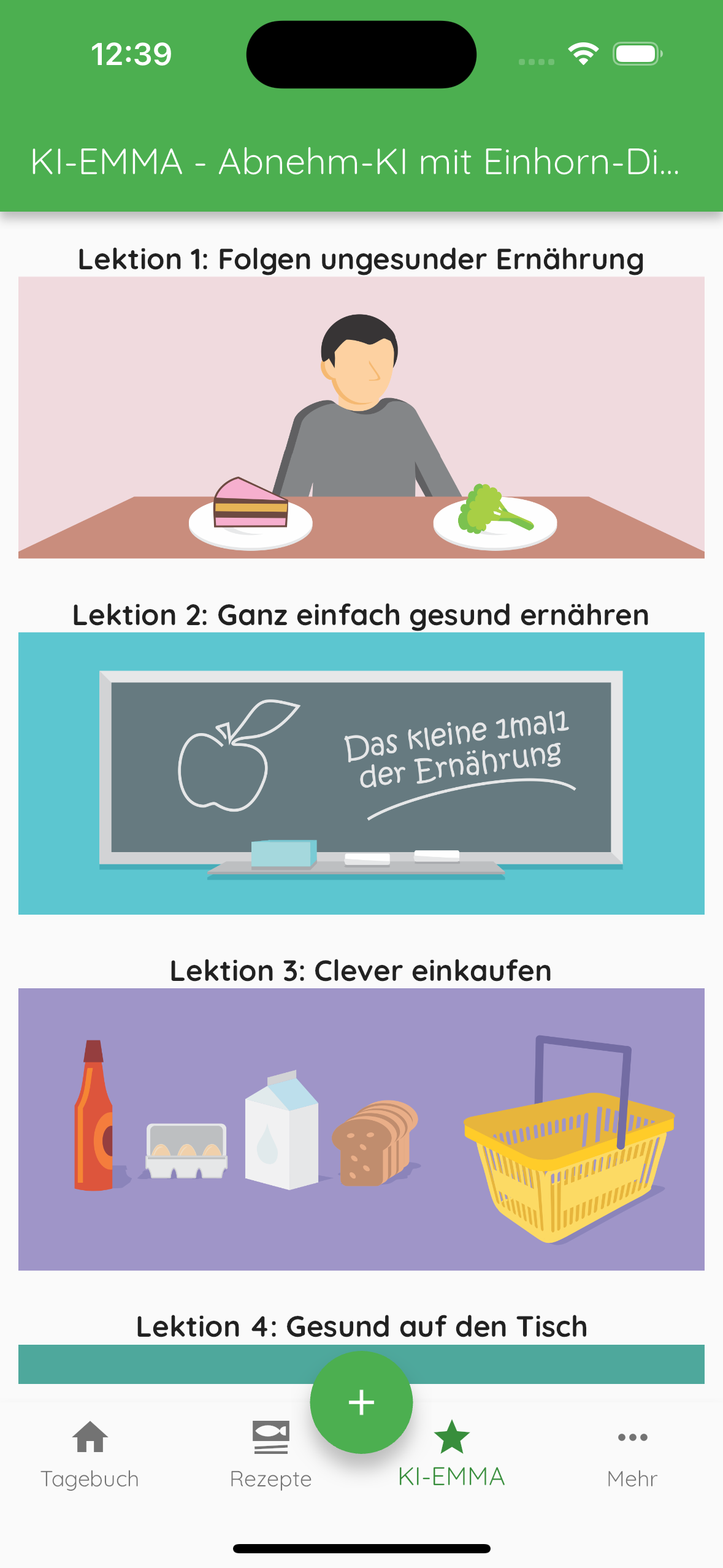 16 Wochen Videokurs in der Foodplaner-App von KI-EMMA
